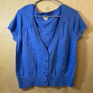 Mossimo blue short-sleeve cardigan, size L